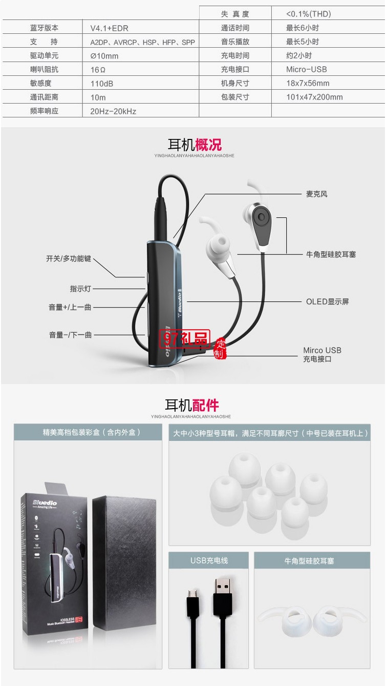 領夾式運動藍牙耳機 立體音樂藍牙耳機