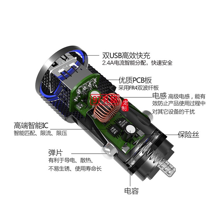 車載充電器 雙口USB點煙器