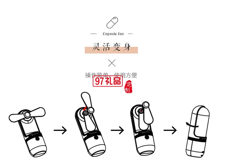 醫(yī)藥行業(yè)  膠囊風(fēng)扇便攜式手持放立兩用迷你電扇