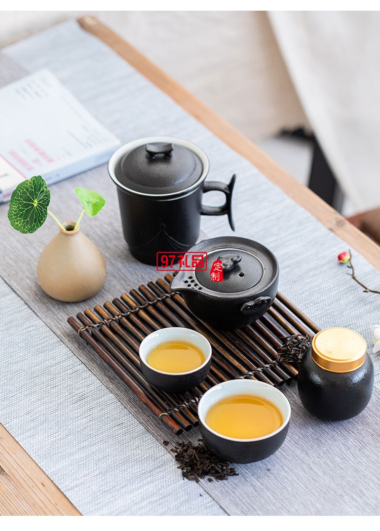 陶瓷茶具粗陶茶杯快客茶具套裝  茶葉罐商務(wù)送禮  可定制logo 