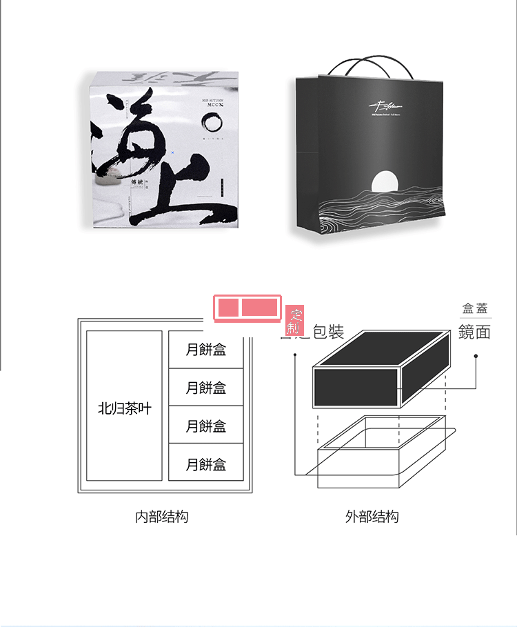 中秋月餅禮盒鏡花水月套裝禮盒是送客戶送領(lǐng)導(dǎo)送員工  可定制logo