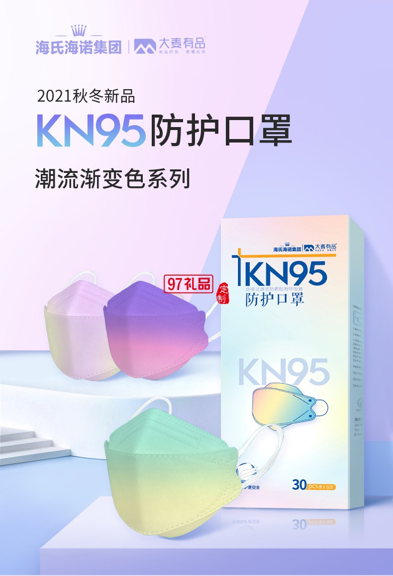 KN95防護(hù)口罩（柳葉口罩）-漸變色）30只/盒