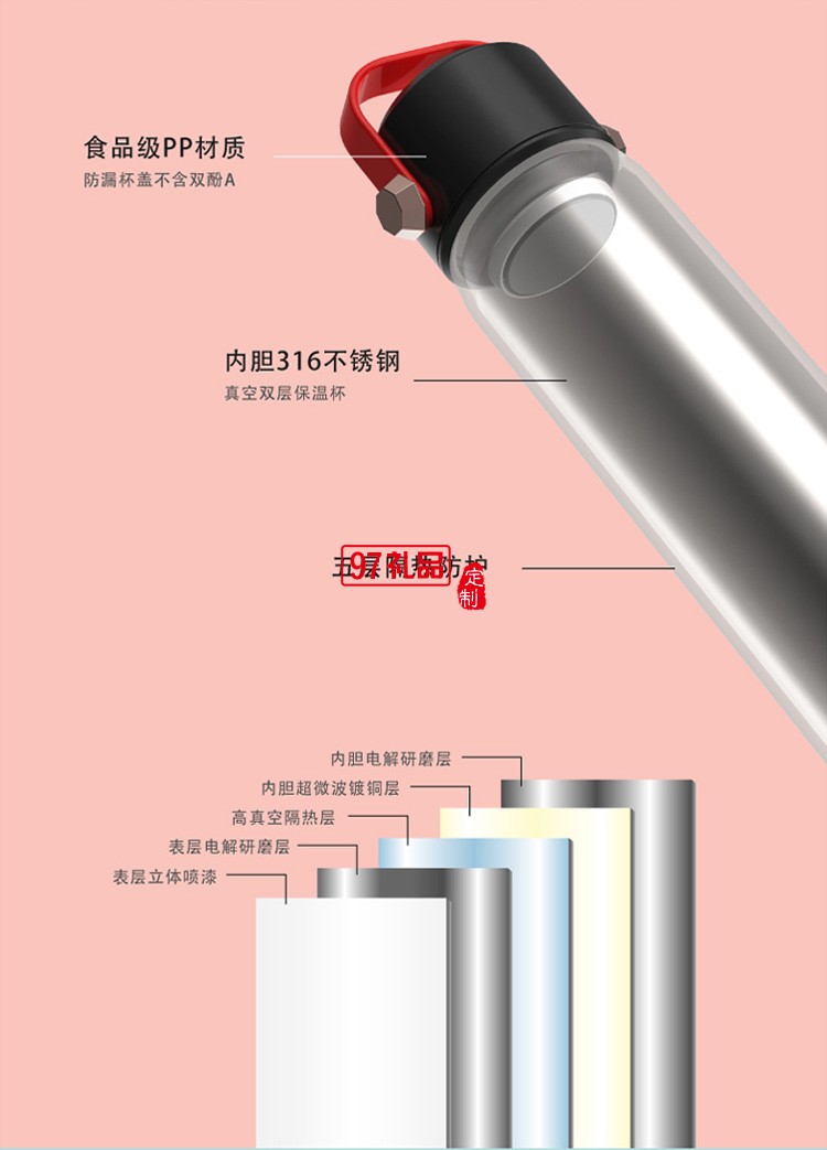 316不銹鋼車載便攜小學(xué)生簡約可愛可定制logo