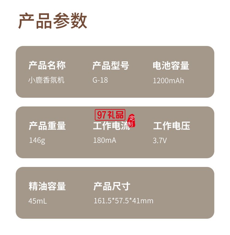 車載USB款便攜香薰空氣凈化器  小鹿香氛機迷你靜音