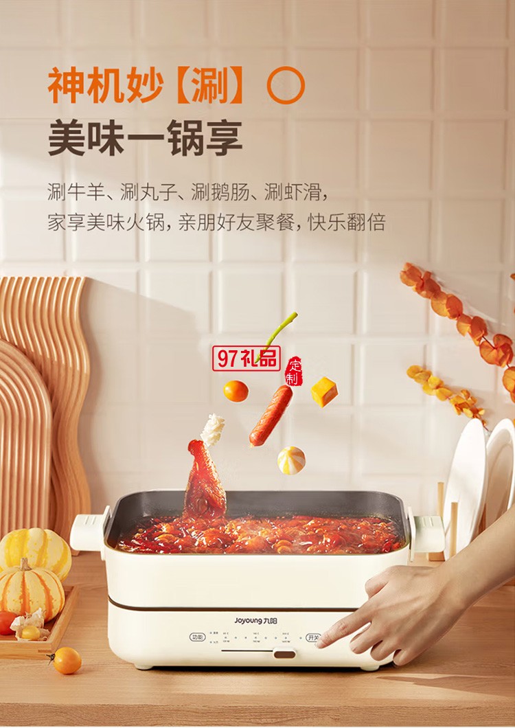 九陽(yáng)多功能料理鍋4L電火鍋電煮鍋C16LL-C730定制公司廣告禮品